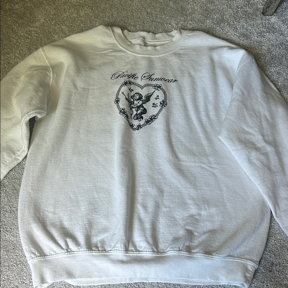 PacSun Tops - Oversized Pacific Swimwear White Pullover Crewneck